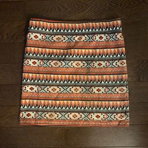 ORANGE tribal print bodycon skirt